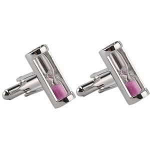 ANAZOZ Men Cufflinks Pink,Cufflink Mens Alloy Hourglass Shaped Pink Dress Shirt for Men Cufflinks