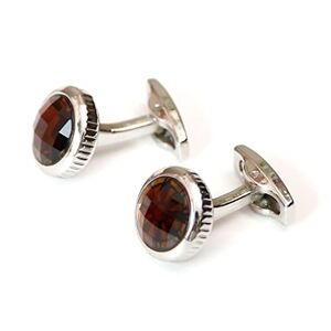 Sunmme Cufflinks for Men Brown Crystal Round Casual Formal Dress Shirt Cuff Links Button for Gifts (D Light Grey)