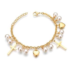 bicup Bracelet Bracelets Women Men Jewellery Jewelry Women Cross Heart Bracelet Bohemia Link Chain Bracelets Wedding Gold