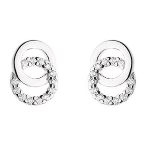 Dew Sterling Silver and Cubic Zirconia Double Circle Stud Earrings 3820CZ