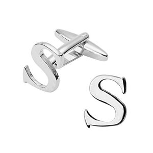Mens Cufflinks Style Initial Alphabet Letter S Cufflink Silver White Steel Wedding accessories Business Present Cufflinks Gift