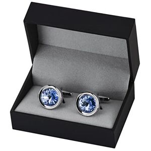 Rwraps Crystal Cufflinks for Mens French Shirt Round Stone Cuff Buttons Wedding Party Cufflink (A One Size)