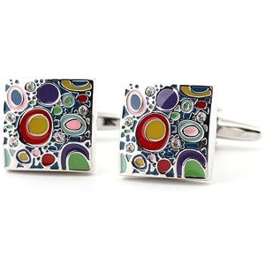 Asdchzen Multi-Color Enamel White Crystal Cufflinks Men'S Shirt Cufflinks Neutral Novelty Cufflinks