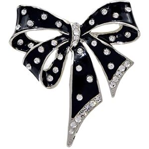 Ljqzfwxx Enamel Black Color Bow Brooch Pins for Women Girls Cute Rhinestone Bowknot Brooches Party Jewelry (A (A As the picture shows)