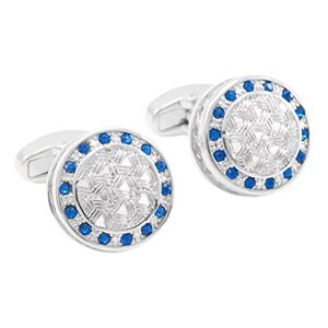 Tonzn Jewelry Men's Cufflinks Cufflinks for Mens Round Blue Crystals Cuff Links Man Shirt Cuffs Accessories