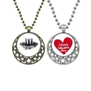 Beauty Gift Singapore Lankmark Ink City Painting Pendant Necklace Mens Womens Valentine Chain