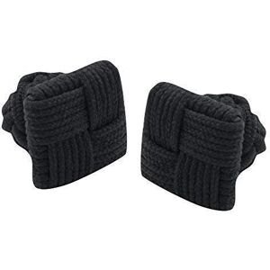 Funky Cufflinks~com Square and Round Silk Knot Cloth Cufflinks in Black Colour