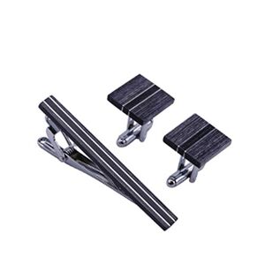 Generic Men's Tie Clips Cufflinks Suits Business Formal Shirts Stripes Wooden Jewelry Accessories