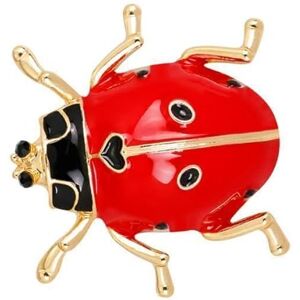 rockible 2x Pieces Unisex Brooch Ladybug Enamel Glass Crystal - Fashion Jewelry - Red