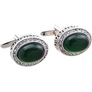 Vxitoaoz Cufflink 1 Pair Of Green Gemstone Cufflinks, Crystal Diamond, Zircon Cufflinks, French Agate Cufflinks, Unisex, Green