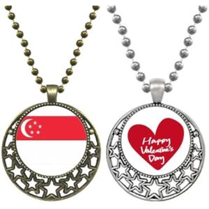 Beauty Gift Singapore National Flag Asia Country Pendant Necklace Mens Womens Valentine Chain