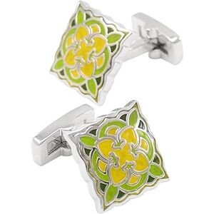 Asdchzen Pattern Men'S Shirt Cufflinks Square Color Enamel Cufflinks Men'S Accessories (Only Send Cufflinks)