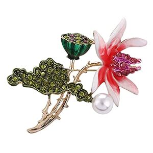 Garcan Brooches Vintage Lotus Alloy Brooch Handmade Enamel Painting Collar Pin for Shawl Pin Gift Collar Clips Corsage Lapel Pin