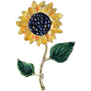 SHOUKAII Rhinestone Sunflower Brooches for Women Enamel Daisy Pin Plant Coat Jewelry Fashion Accessories (Color : A, Size