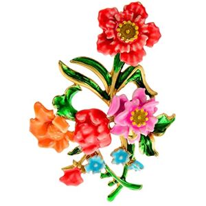 Ljqzfwxx Enamel Large Flower Brooches for Women Sweater Pin Coat Jewelry Accessories (A (A As the picture shows)