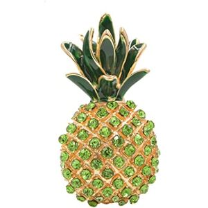 Ljqzfwxx Green Color Rhinestone Pineapple Brooches for Women Fashion Summer Brooch Enamel Pins (A (A As the picture shows)