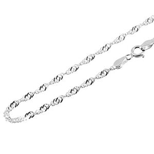 Genuine 925 Sterling Silver 2.4mm Twisted Curb Singapore Chain Anklet (10" / 25cm)