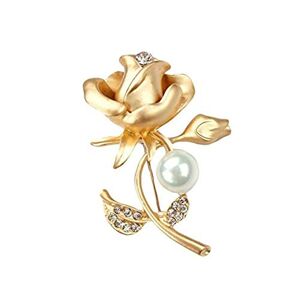 Shoukaii Rhinestone Brooch Floral Diamond Brooch Girl Lady Jewelry Wedding Party Birthday Gift Gold Brooch