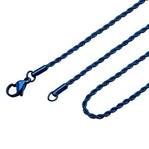 Monera Design Co., Ltd. 555Jewelry Stainless Steel High Polish Classic Charm Cable Chain Twisted Singapore Rope Link Secure Single Claw Clasp Necklace Women Men Unisex Jewelry Accessory, Blue 22 Inch
