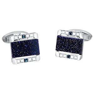 Asdchzen Jewelry Men'S Cufflinks Blue Star Stone Cufflinks For Men'S Crystals Cuff Links Wedding Party Cufflink (Large)