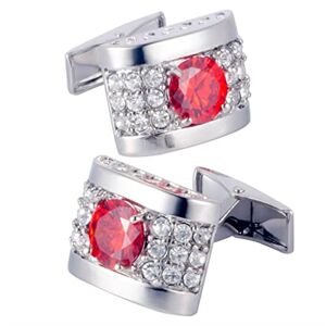 Xqmart Red crystal cufflinks men's French cufflinks formal shirt cufflinks (D 21 * 15MM)