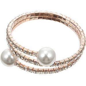 Holibanna 1pc Double Rhinestone Bracelet Tennis Fashion Jewelry for Women Pearl Wedding Bracelet Trim Multi Layer Pearl Bracelet Crystals Decor Bracelets for Women Elastic Armband Miss Alloy