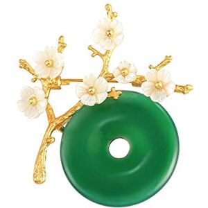 Finoti Fashion Brooch Green Chalcedony Elegant Flower Brooch Vintage Temperament Corsage Coat Sweater Cardigan Brooches Clothes Decorations Brooches for Women