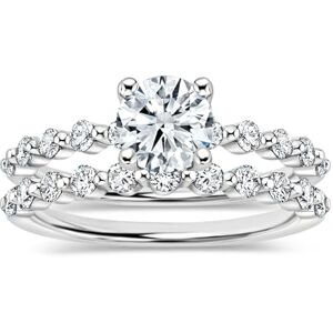 ALLORYA IGI Certified 3/4 Carat Round Lab Grown White Diamond Solitaire Tapered Shank Matching Ring Band Wedding Set for Women in 925 Sterling Silver Size 9