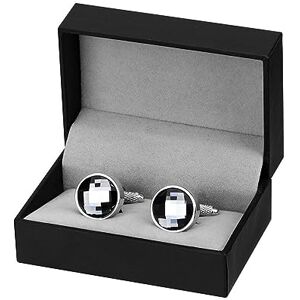 Asdchzen Mens Round Cufflinks Glass Cufflinks Mens Suit Shirt Cuff Accessories (Send With Box A)