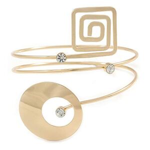 Avalaya Open Circle and Square Upper Arm/Armlet Bracelet in Gold Tone - 27cm L