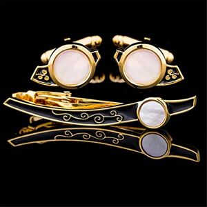 Generic Shell Cufflinks Tie Clip Mens Tie Pin Cufflinks Tie Clip Set Cufflinks Guest (D Talla nica)