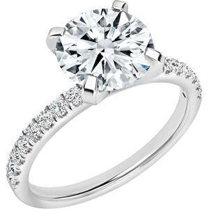 ALLORYA IGI Certified 925 Sterling Silver 4 Prong Solitaire Engagement Ring with 2.25 Cttw Round Lab Grown White Diamond, Size 6.5