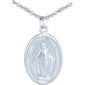 MicVivien 925 Sterling Silver Virgin Mary Medal Pendant Necklace, Christlicher Cross Medallion Christian Jewellery Women Necklace