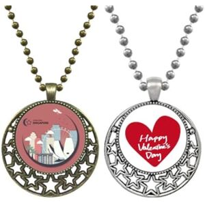 Beauty Gift Singapore Flag Places in Moon Shape Pendant Necklace Mens Womens Valentine Chain