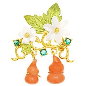 Haoduoo Pin Jewelry Gifts for Women Ladies' Elegant Accessories South Red Agate Gourd Shaped Brooch Luxury Wedding Party Brooch Jewellery Brooches & Pins