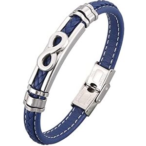 Wycian Multilayer Bracelet for Men Silver Bracelet Wedding Stainless-Steel Infinite Leather Bangle 20.5cm for Couple Valentines Day Jewerly Gifts Premium