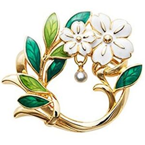 Zfzl Brooch Enamel Flower Brooches Colorful Plant Leaves Brooch Pin Women's Jewelry Pin With Simulated Pearl Charm (Color : A, Size : One size)