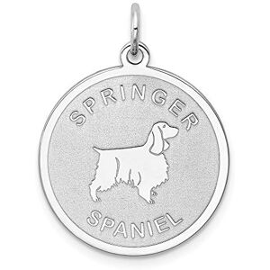 Jewelryweb 925 Sterling Silver Solid Faceted Engravable Laser Etched Springer Spaniel Disc Charm Pendant Necklace Measures 26x19mm Wide Jewelry for Women