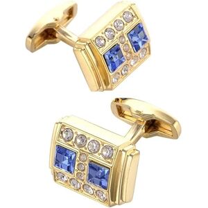 Acruz Men's Shirt Cufflinks Blue Crystal French Cufflinks Men's Cufflinks