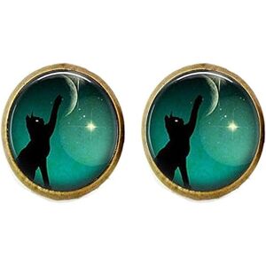 Contia Black Cat Moon Photo Cufflinks Jewelry Art Nouveau Beautiful Gifts