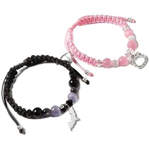 GAYEGF 2Pcs/Set Spider Animal Beaded Bracelet Creative Heart Magnetic Matching Bracelets For Couples Family Sister