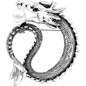 Shoukaii Brooch Brooch Dragon Brooch Small The Decoration Clothing Latest Occident Brooch Women's Fashion Jewelry Sets Pin for Women Clothing Accessories (Color : Sliver, Size : One Size)