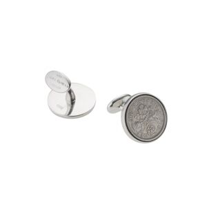 Savile Row Company Sterling Silver Cufflink with 'Lucky' Sixpence - Men
