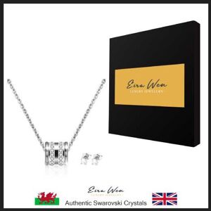 Swarovski Loop Pendant And Earring Set - Silver   Wowcher