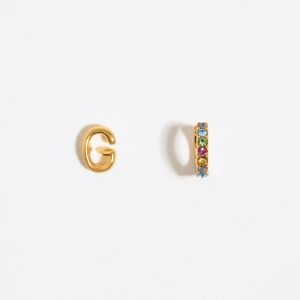 BIMBA Y LOLA Multicolor crystal mini hoop and letter G earrings GOLD UN adult