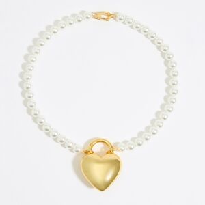 BIMBA Y LOLA Pearl and golden metal heart necklace GOLD UN adult