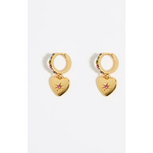 BIMBA Y LOLA Golden mini hoop earrings with crystals and heart MULTI ANTIQUE GOLD UN adult