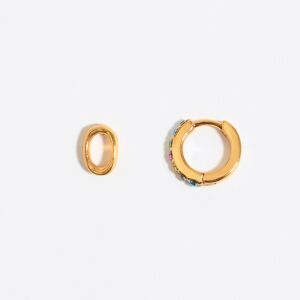 BIMBA Y LOLA Multicolor crystal mini hoop and letter O earrings GOLD UN adult