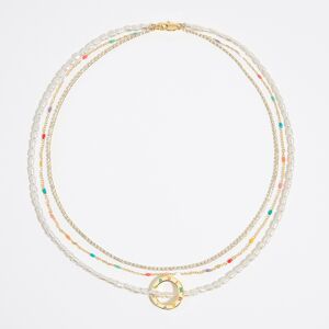 BIMBA Y LOLA Multicolor crystals logo necklace GOLD UN adult