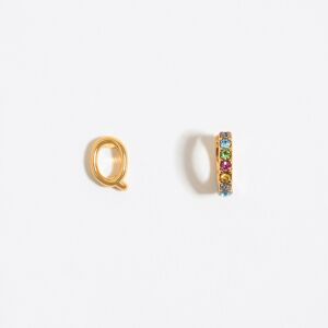 BIMBA Y LOLA Multicolor crystal mini hoop and letter Q earrings GOLD UN adult